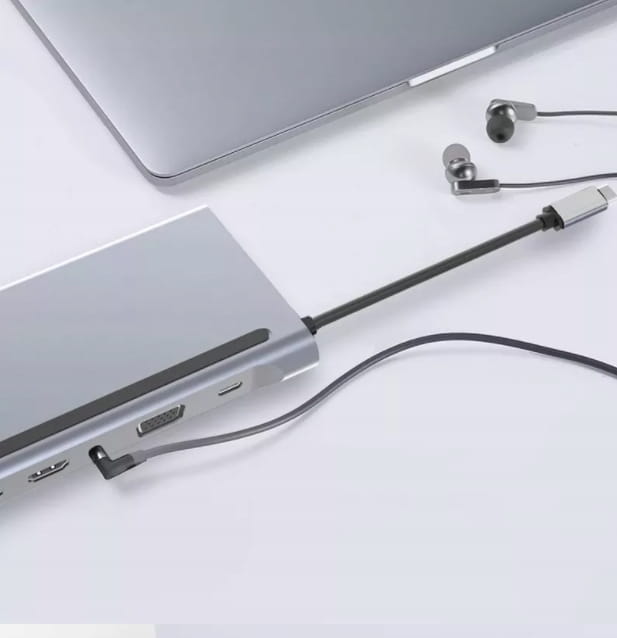 ZENWIRE BYL-2211 USB‑C Docking Station 12v1 - 2× HDMI 4K, VGA, 3× USB 3.0, RJ45 Ethernet, SD/microSD, Mini jack, USB‑C PD 87 W, compatible with MacBook M1/M2/M3