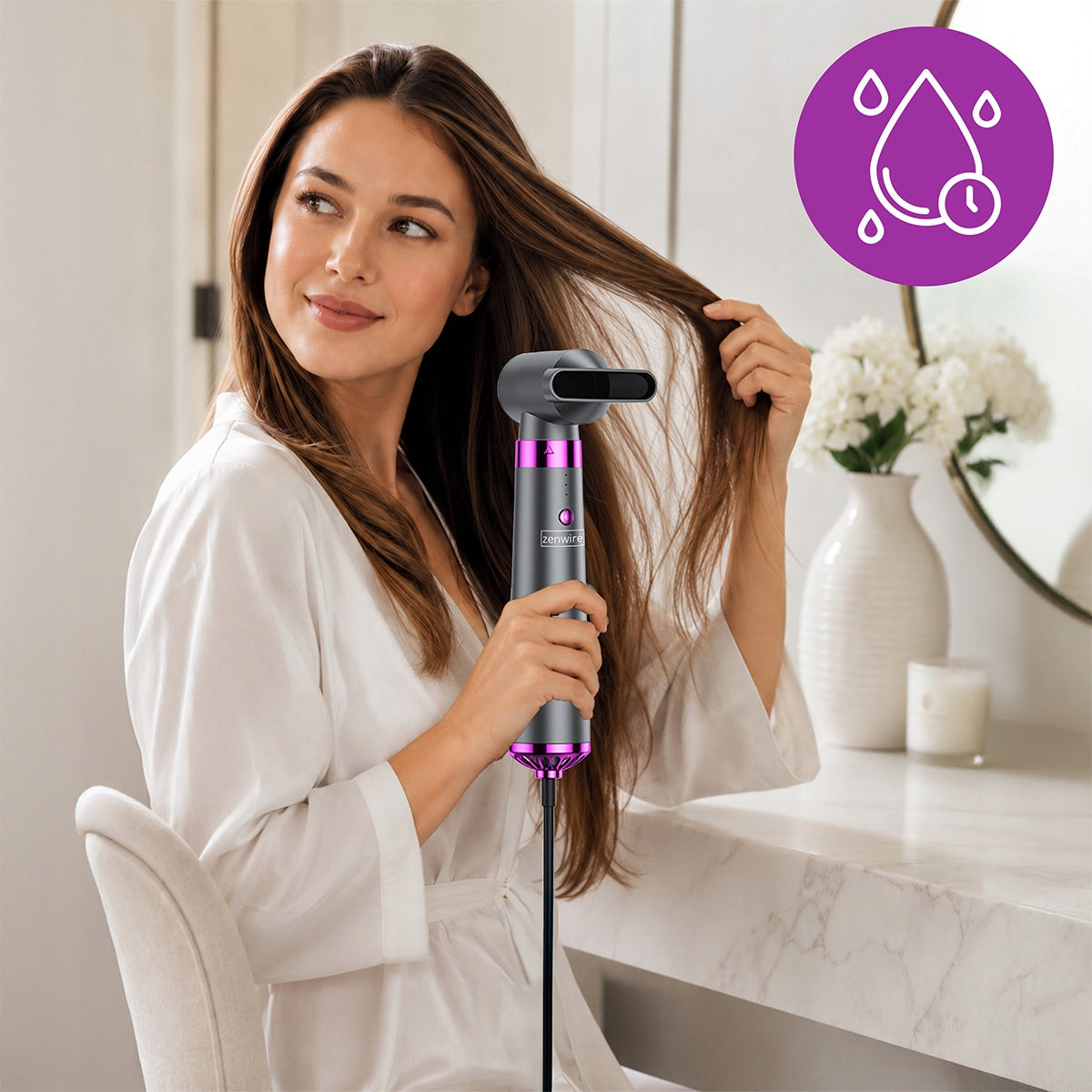 5-v-1 dryer in likalnik for lase with Ionic in brush for straightening hair - powerful set ZENWIRE KS-Q7