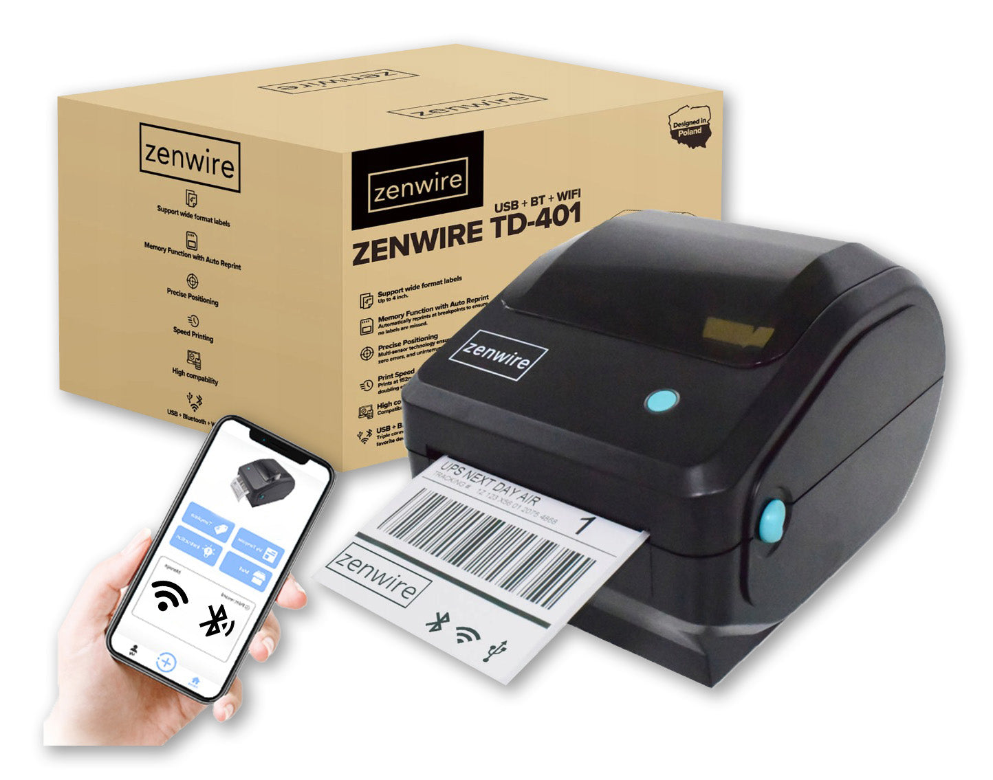 Zenwire 4-palčni Printer Labels TD-401 USB+BT+Wifi
