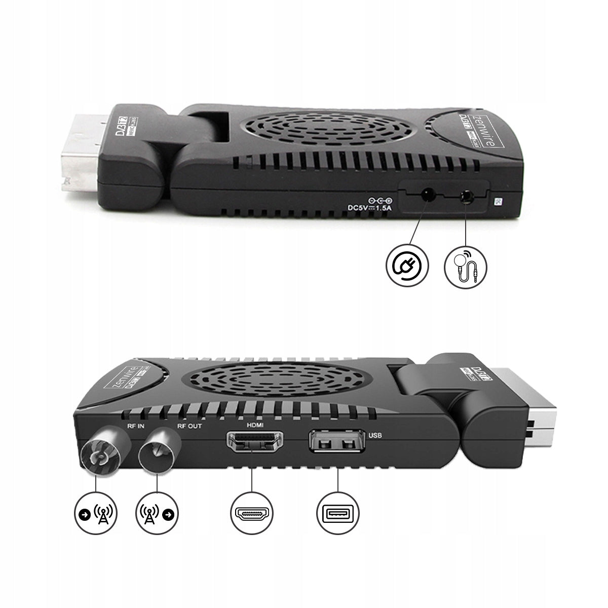 TV Tuner Decoder Satelitarny DVB-T2 HEVC H.265 WiFi Terrestrial TV Stick Zenwire DVB-T2 Zenwire 002