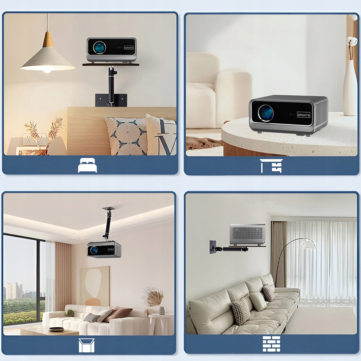 Portable smart Projector Zenwire PrimeView G60, Full HD 1080p, support 4K, 1300 ANSI, Android/Google TV 14, Wi‑Fi 6, Bluetooth 5.2, AutoFocus in 4D Auto Keystone