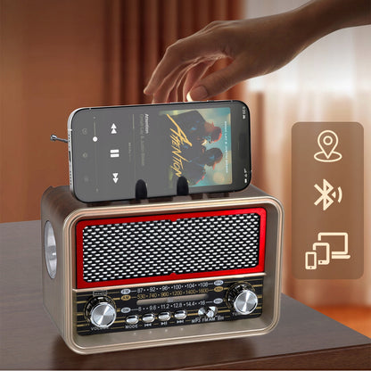 Radio Retro FM Solar Bluetooth Przenośne Battery-Powered Kitchen Antenna USB-C Zenwire BT-S060