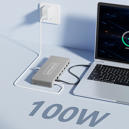 Docking Station Hub USB-C 16w1 2x HDMI 4K 60Hz Display Port 1.4 USB SD Jack Zenwire BS-HD1601