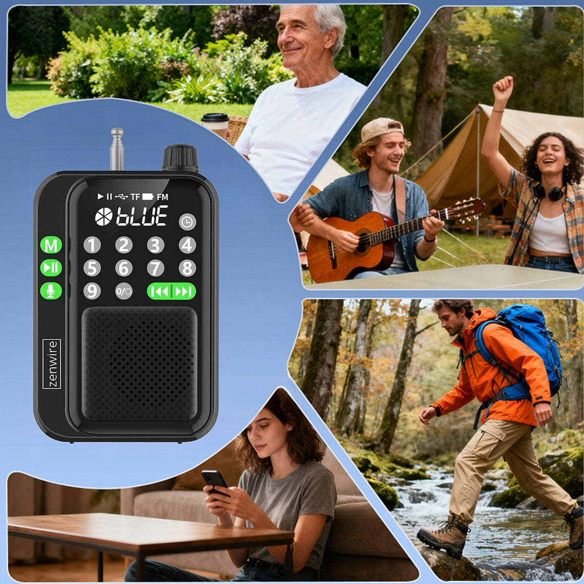 Mini FM Radio Kieszonkowe Bluetooth Przenośne Budowlane Kitchen Battery-Powered Zenwire Y1