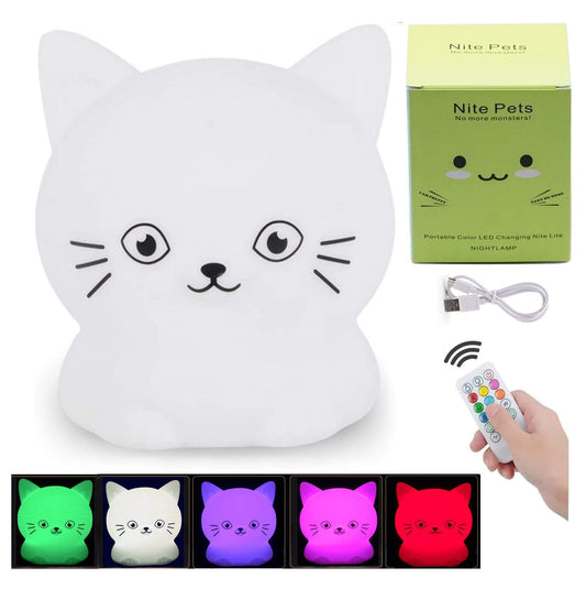 Night Light Cat Cat Kids Colorful Silicone RGB Zenwire