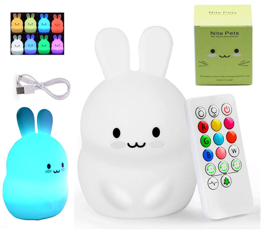 Night Light Rabbit Kids Colorful Silicone +Remote Control