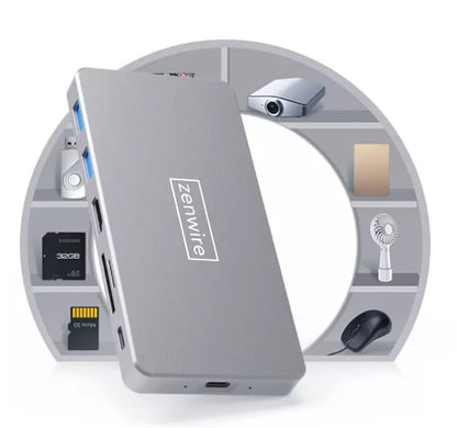 Adapter HUB USB-C SSD Enclosure M2 8w1 HDMI 4K SD USB 3.0 PD M.2 Zenwire