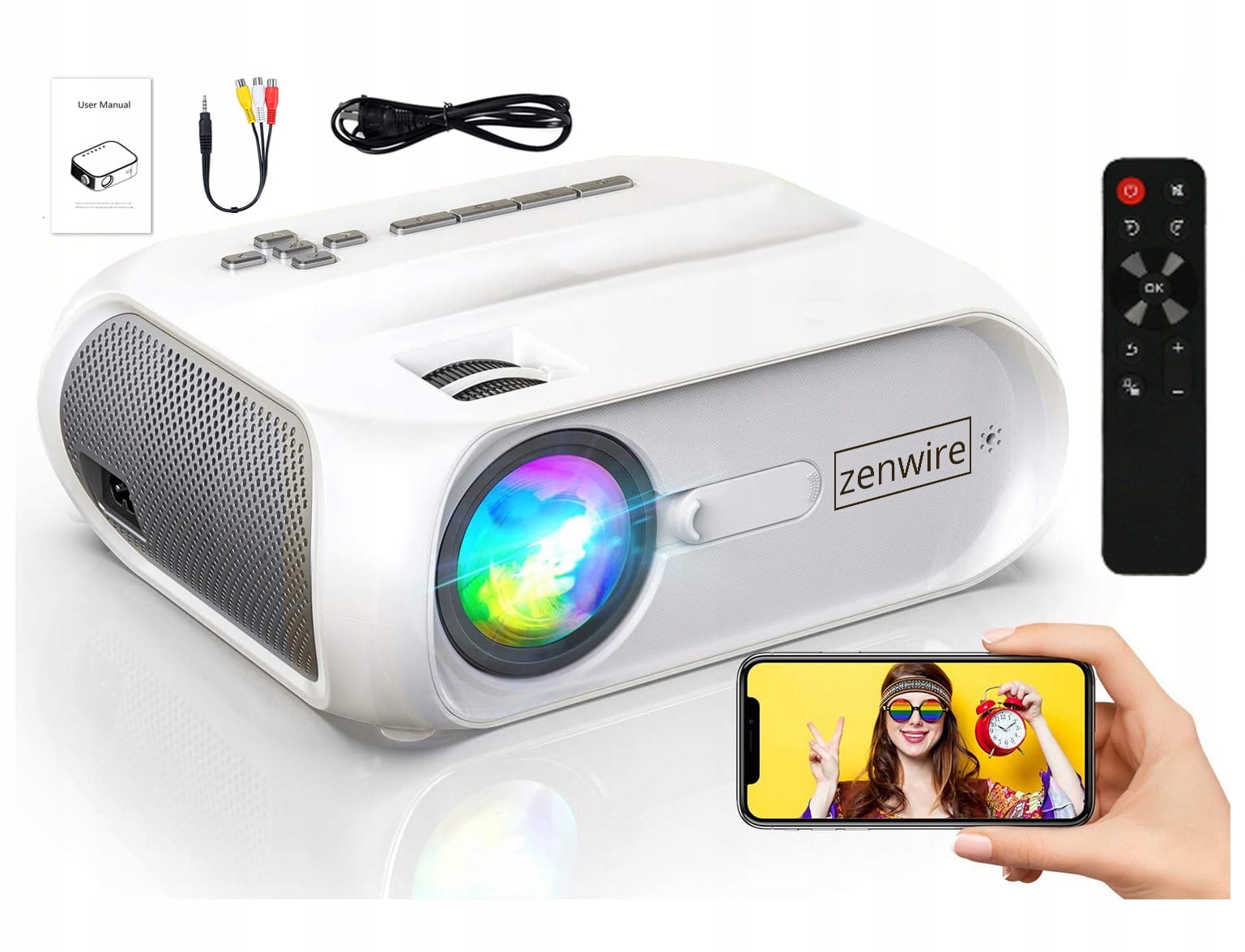 Projector Projector LED 4K Full HD 1080p 4500lm 4000:1 200'' WiFi HDMI VGA USB Zenwire S5