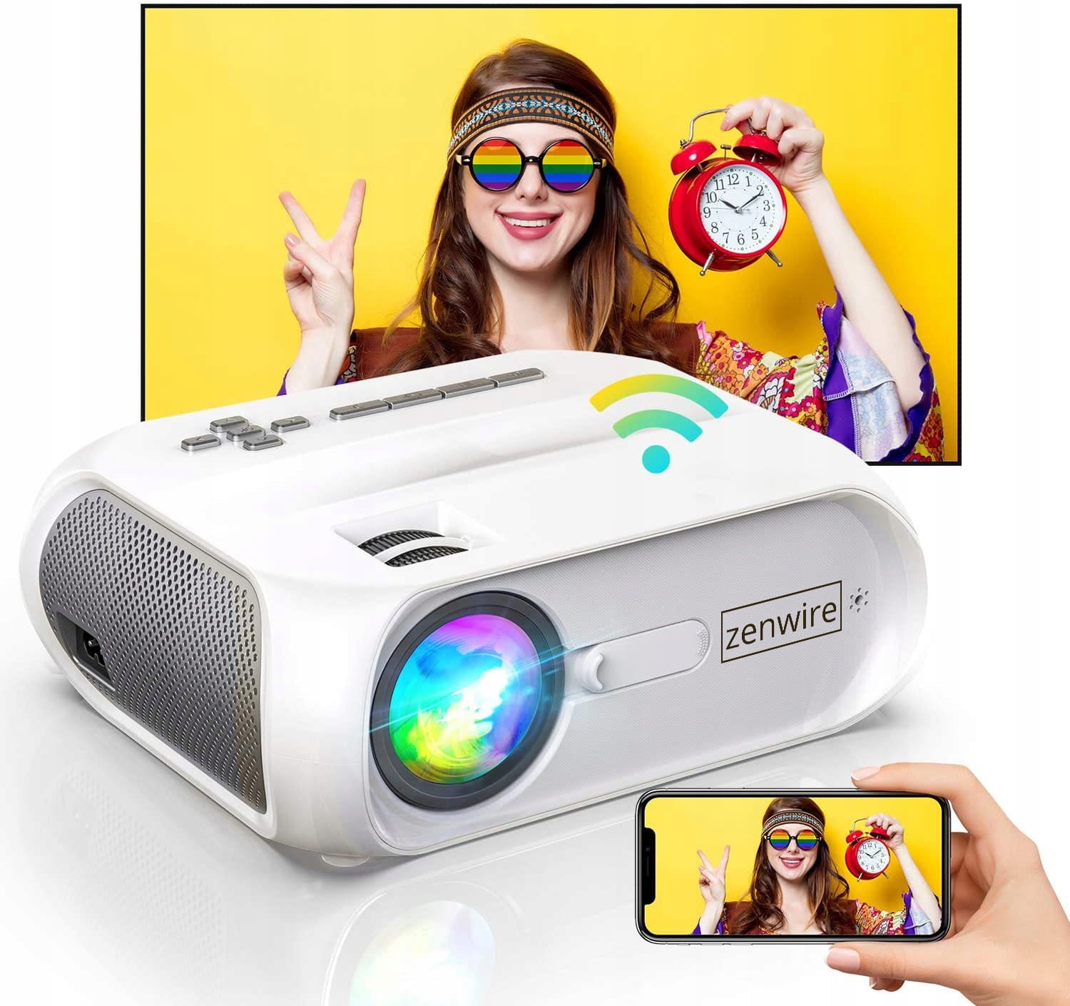 Projector Projector LED 4K Full HD 1080p 4500lm 4000:1 200'' WiFi HDMI VGA USB Zenwire S5