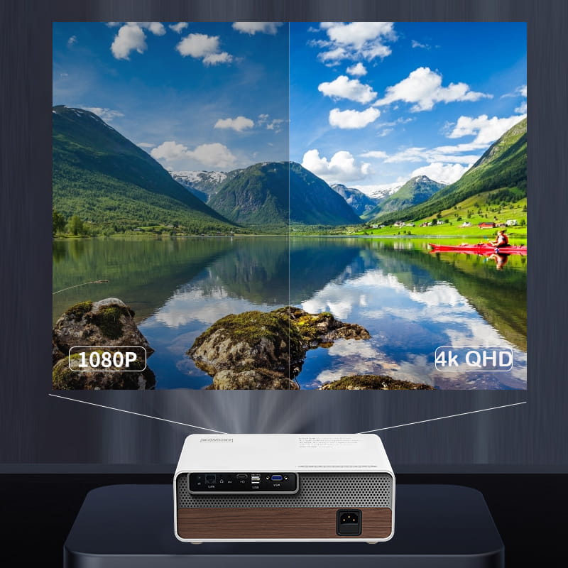 Projector Projector Full HD 4K 19500lm 650 ansi 5000:1 300" Android 9.0 WiFi 2.4/5 GHz Airplay Miracast Bluetooth 4.0 HDMI/VGA/Audio/LAN Zenwire Q9