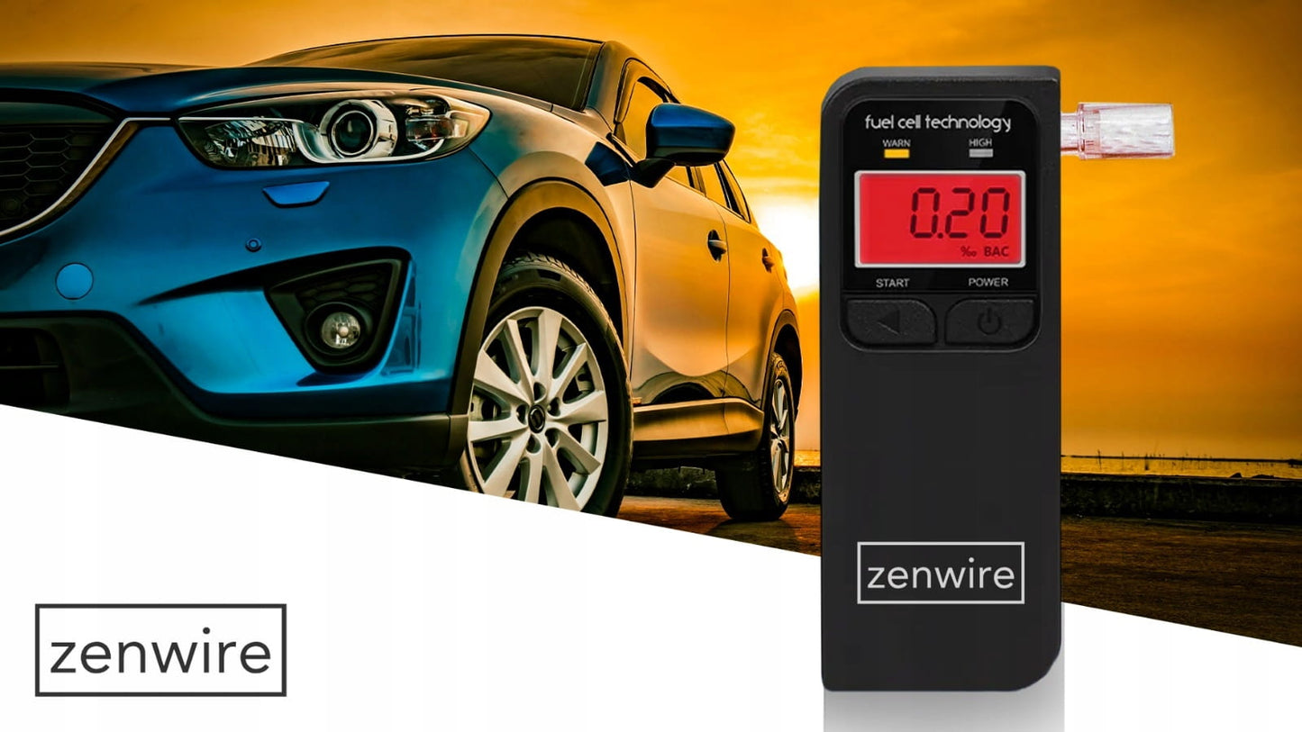 Breathalyzer Professional Elektrochemiczny with Wyświetlaczem elektronicznym LCD cyfrowym and 5 ustnikami w zestawie Zenwire F4