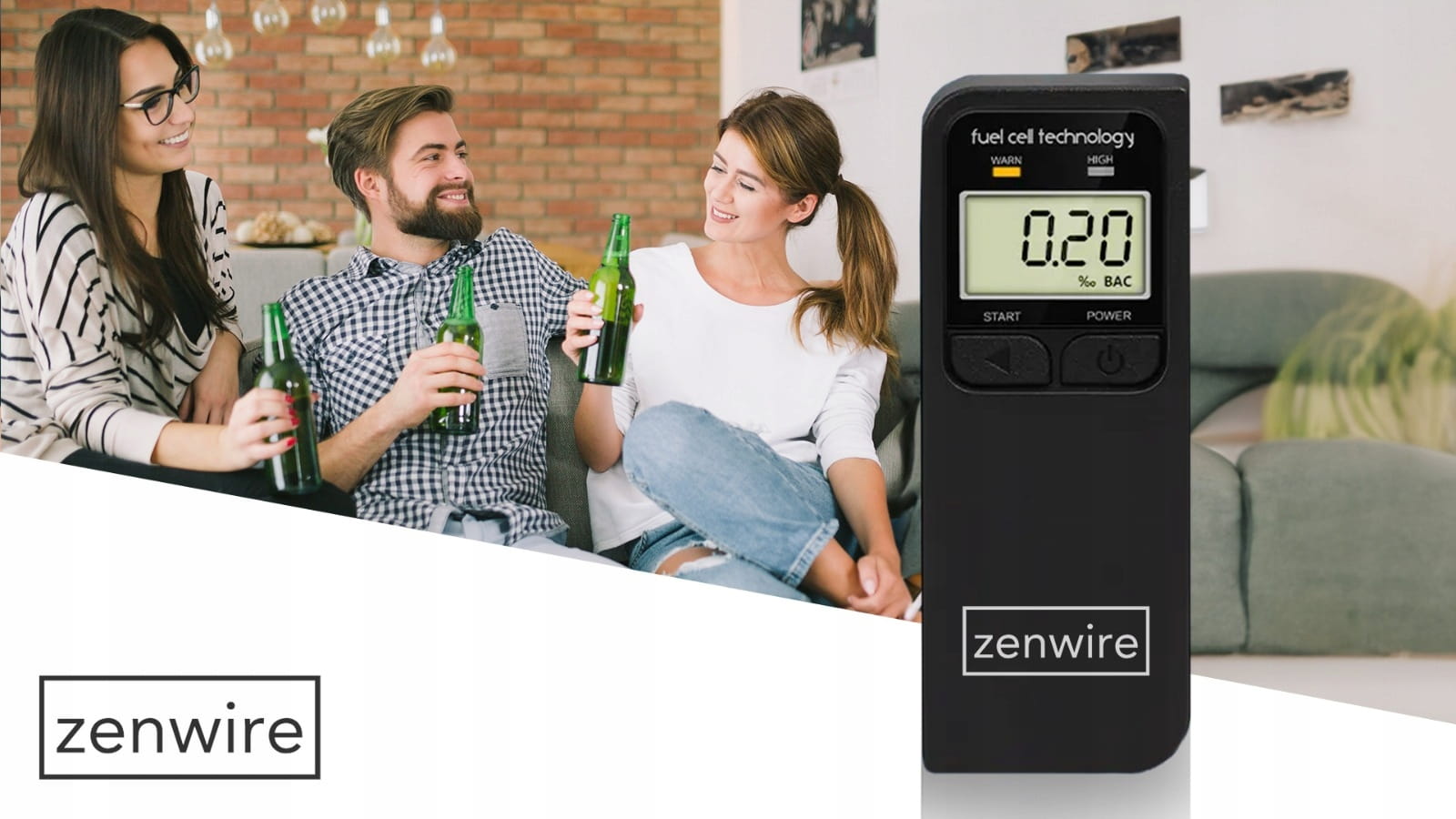 Breathalyzer Professional Elektrochemiczny with Wyświetlaczem elektronicznym LCD cyfrowym and 5 ustnikami w zestawie Zenwire F4