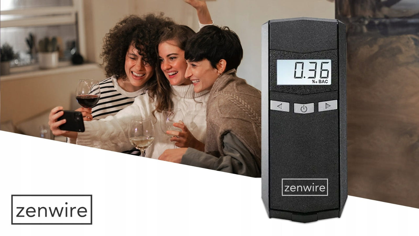 Breathalyzer Professional Elektrochemiczny with Wyświetlaczem elektronicznym LCD cyfrowym and 6 ustnikami w zestawie Zenwire F6500