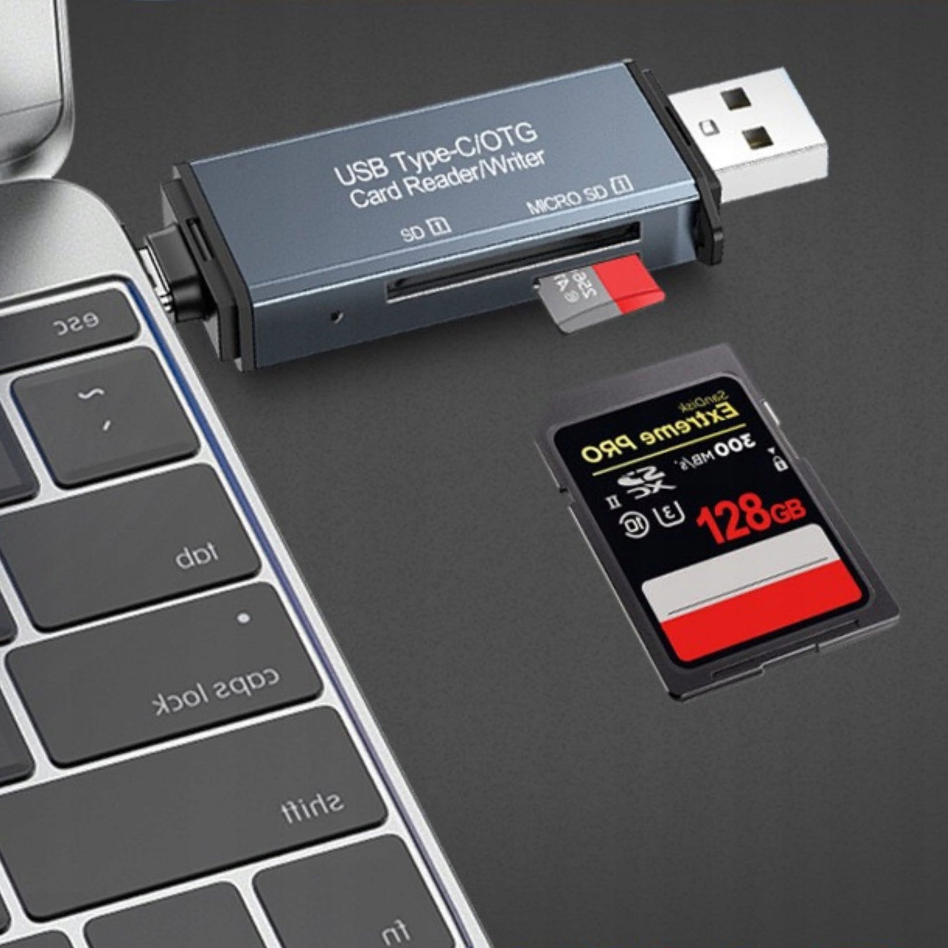 USB 3.0 USB-C Adapter 4v1 SD + MICRO SD TF 5 Gb/s for 2TB BYL-2218TU Card Reader SD