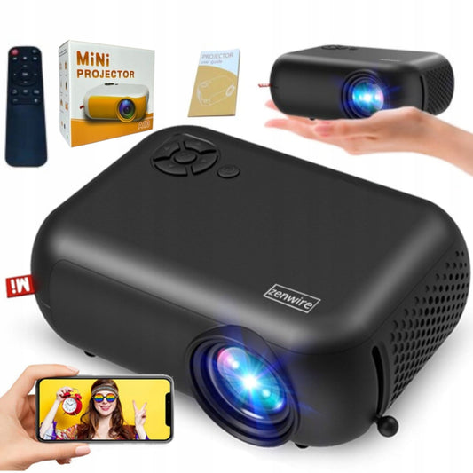 Mini Projector for Phone Portable Projector FULL HD WiFi LED HDMI 1800lm Zenwire A10 Black