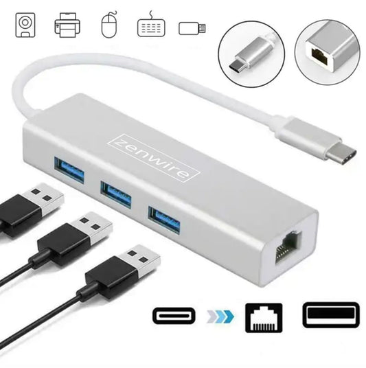 4-v-1 USB 2.0 RJ45 USb-c Ethernet SC Adapter
