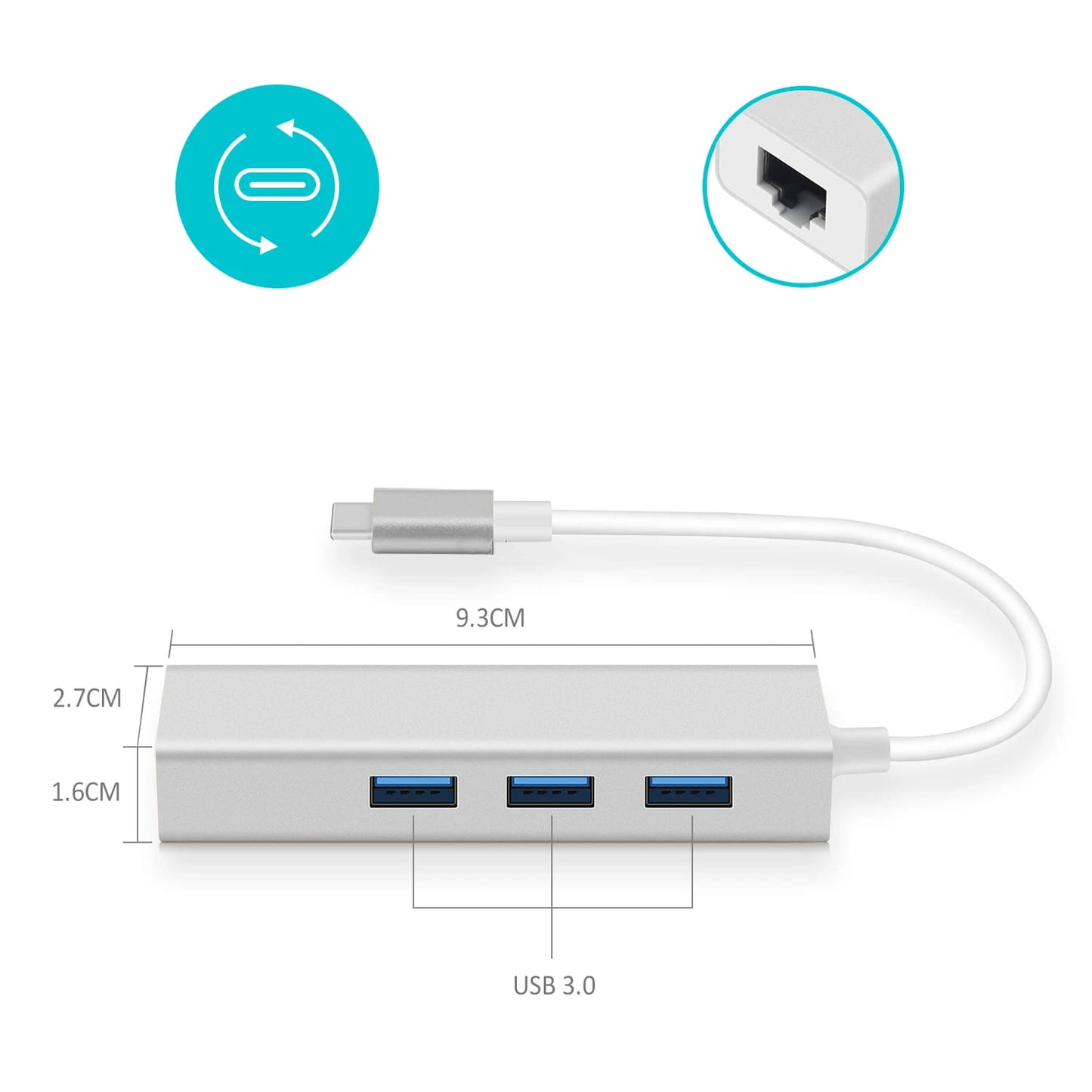 4-v-1 USB 2.0 RJ45 USb-c Ethernet SC Adapter