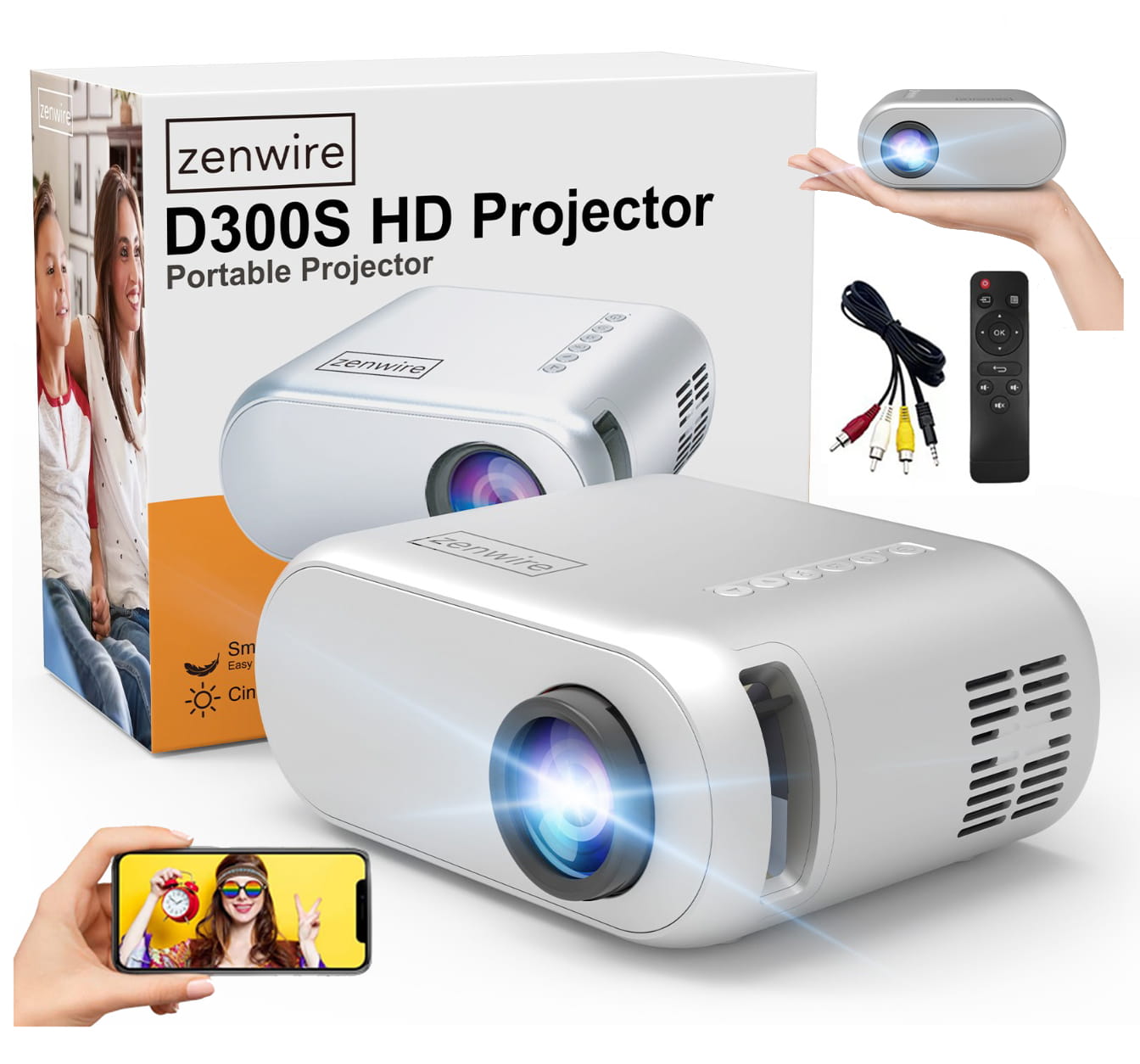 Zenwire Mini Projector Projector d300s srebrn