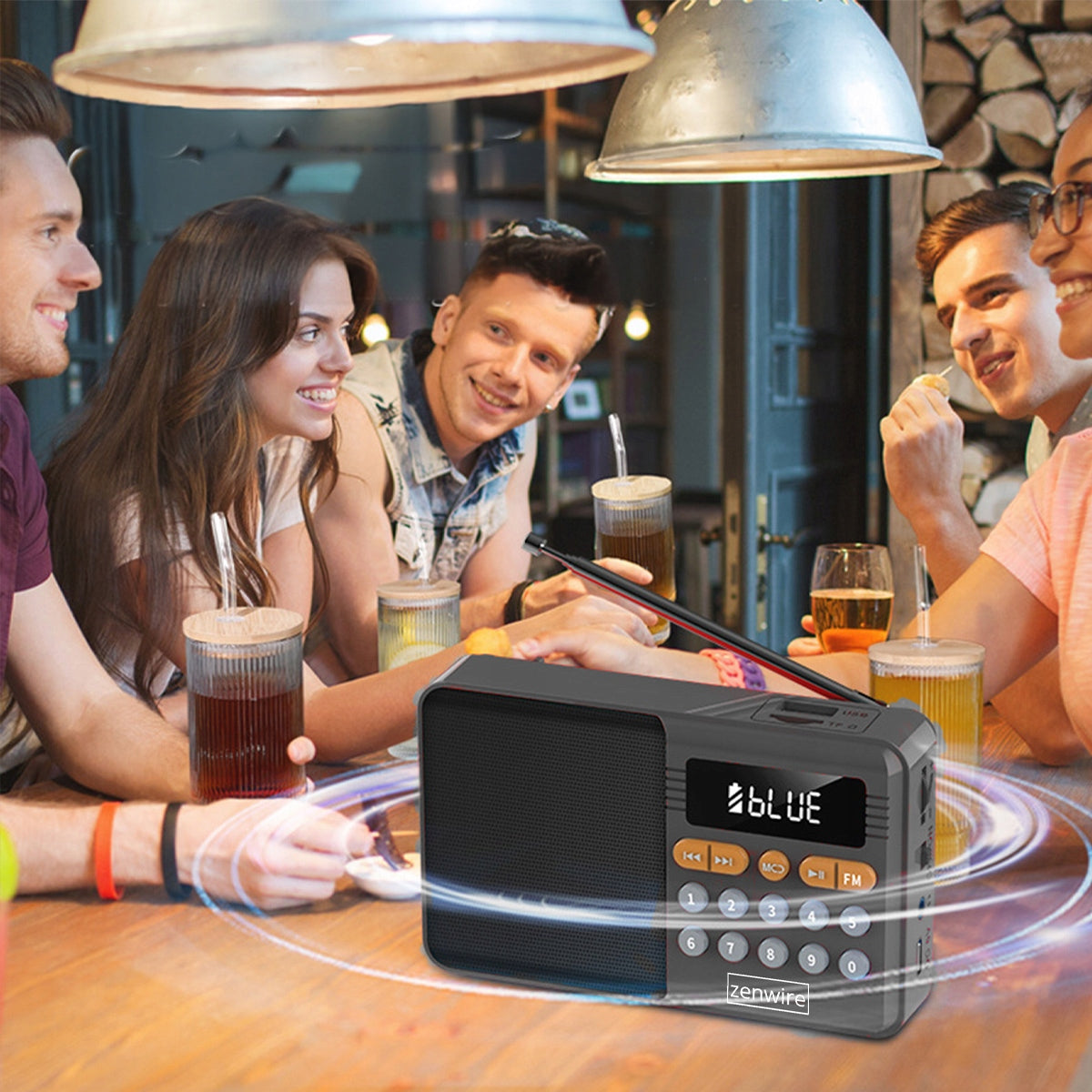 Mini FM Radio Bluetooth Przenośne Battery-Powered Kitchen Speaker Bezprzewodowy Zenwire YSF-005BT