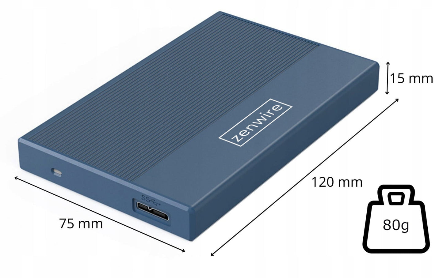 Enclosure na Drive Enclosure Dysku 2,5 cala Adapter HDD SSD USB 3.0 SATA 6 GB/s for 16 TB Zenwire MR23G