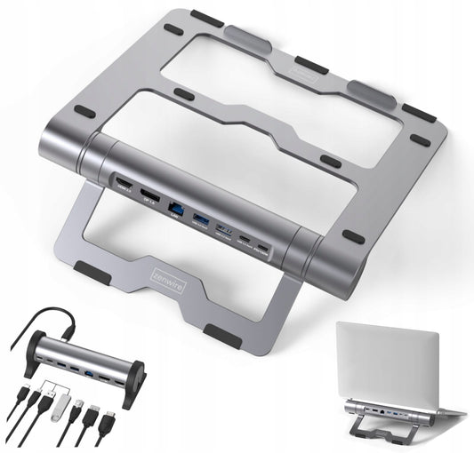 Docking Station HUB USB-C 7w1 Adapter HDMI 2.0 4K@60Hz 8K@30Hz Gigabit Ethernet 1000 MBps 2x USB 3.2 10 GB/s + 1x USB-C 3.2 gen2 Power Delivery 100W Zenwire ST601