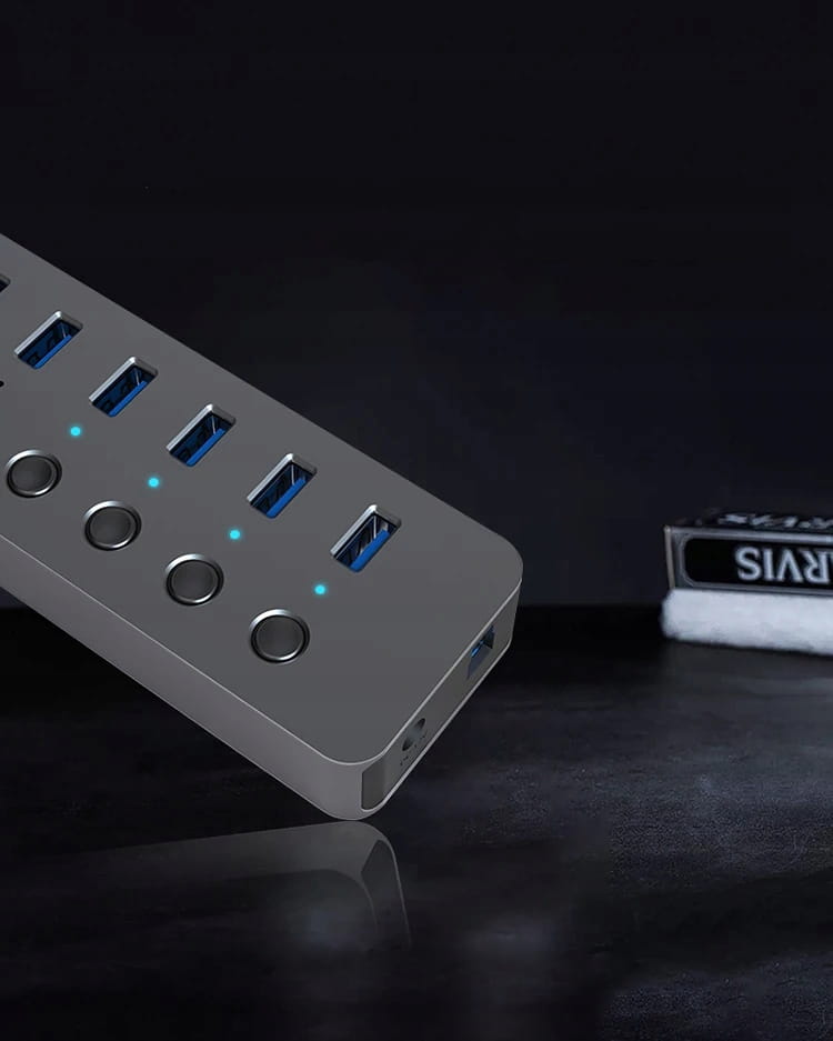 HUB Aktywny 7w1 7x USB 3.0 Adapter Port Splitter Port Splitter PORTÓW Replikator with Zasilaczem Zenwire HU701