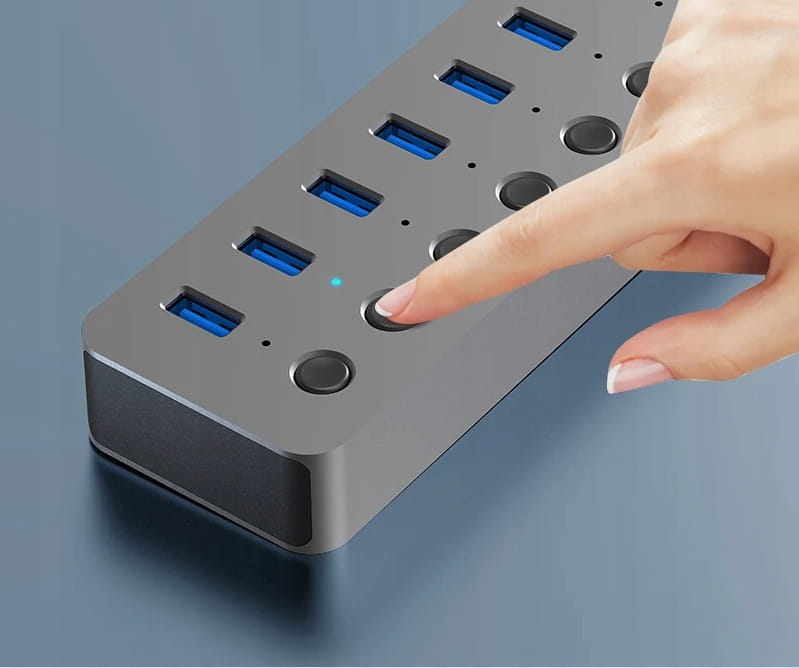 HUB Aktywny 7w1 7x USB 3.0 Adapter Port Splitter Port Splitter PORTÓW Replikator with Zasilaczem Zenwire HU701