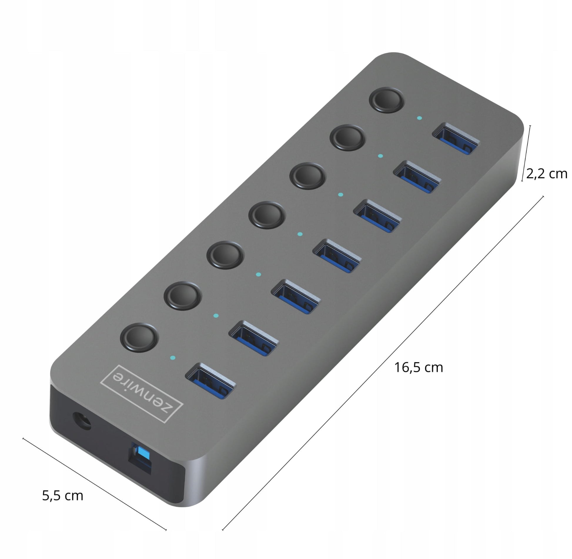 HUB Aktywny 7w1 7x USB 3.0 Adapter Port Splitter Port Splitter PORTÓW Replikator with Zasilaczem Zenwire HU701