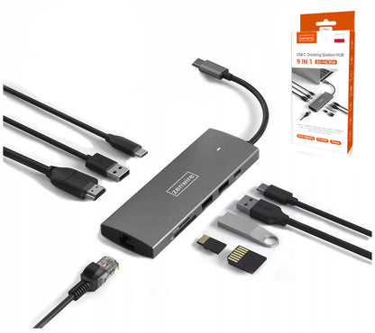 HUB USB-C 3.1 Adapter 9w1 HDMI 2.0 4K 60Hz Gigabit Ethernet 1000 MBps RJ-45 USB 3.0 Power Delivery 100W for MacBook M1 M2 M3 and Windows Zenwire HC906