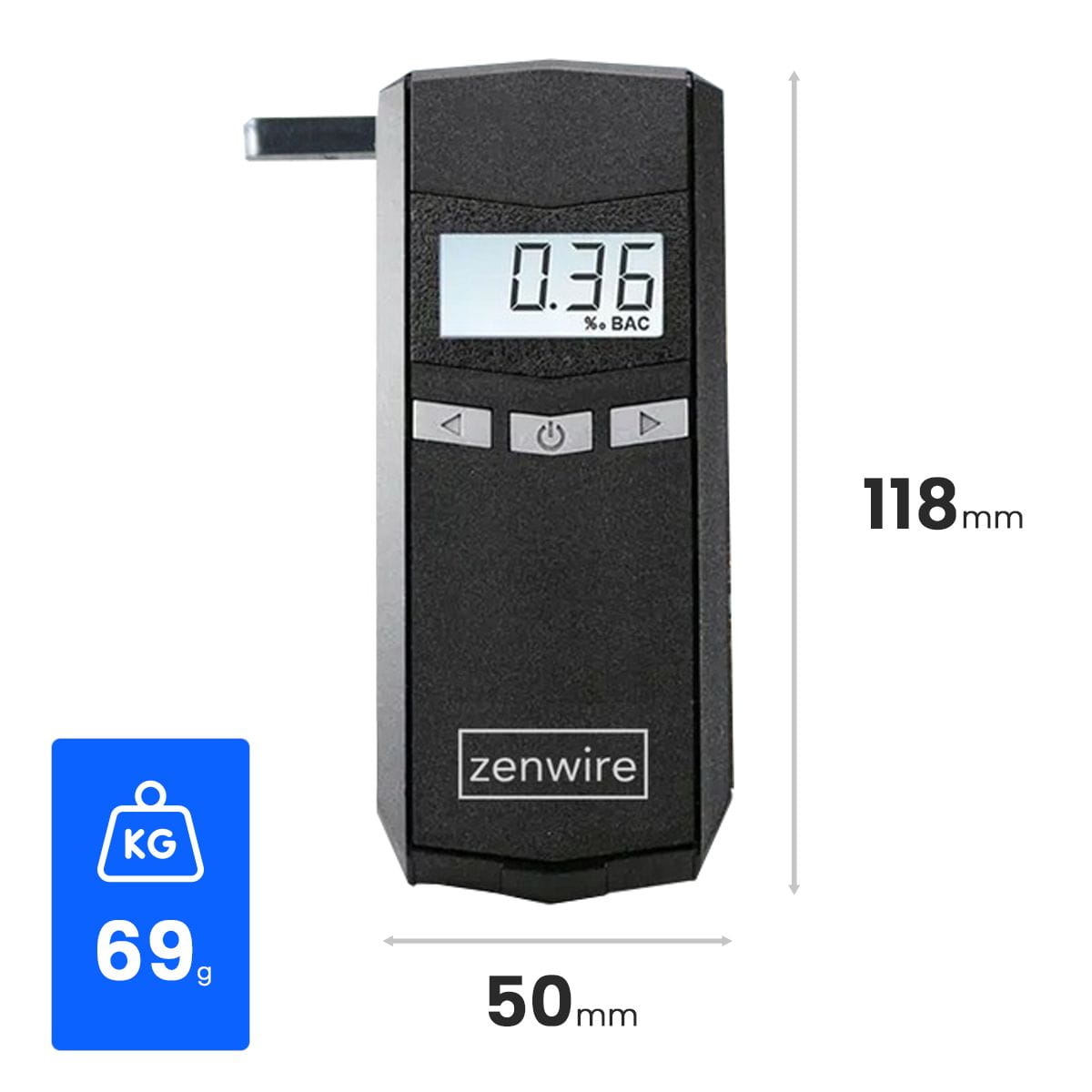 Breathalyzer Professional Elektrochemiczny with Wyświetlaczem elektronicznym LCD cyfrowym and 6 ustnikami w zestawie Zenwire F6500