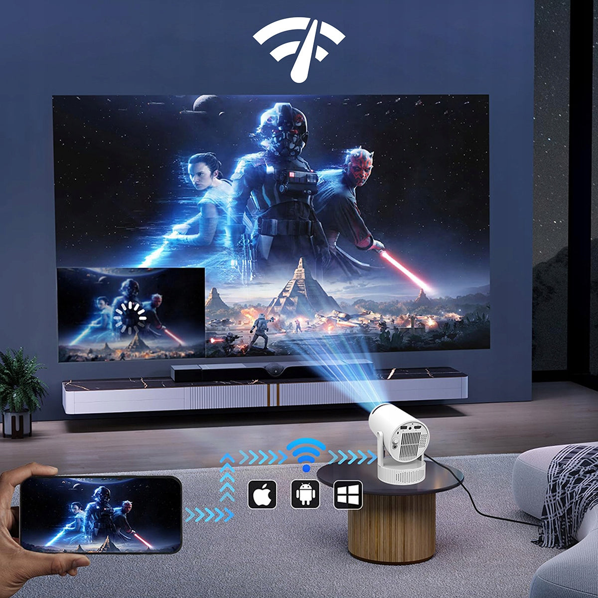 Zenwire K400 Portable Mini Android WiFi Projector Full HD Bluetooth Projector with battery