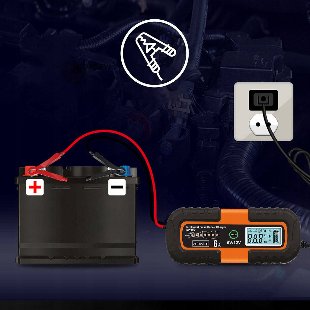 Charger Battery Charger Battery Car with Repair Mode AGM 6V 12V Zenwire JMD-6S