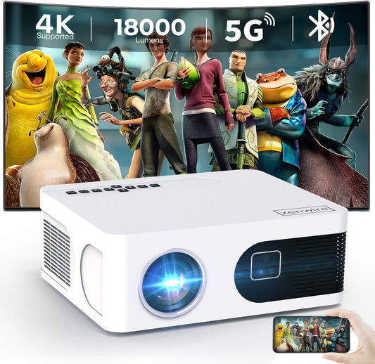 Projector Mini Projector WiFi 2.4/5GHz Android TV Bluetooth FULL HD 4K 18000lm 600 Ansi Autofocus Zenwire E601H