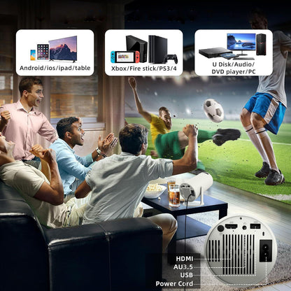 Portable Mini Projector ANDROID 13 WiFi Projector OBROTOWY FULL HD 4K Bluetooth Autokeystone 4D Zenwire R1 360