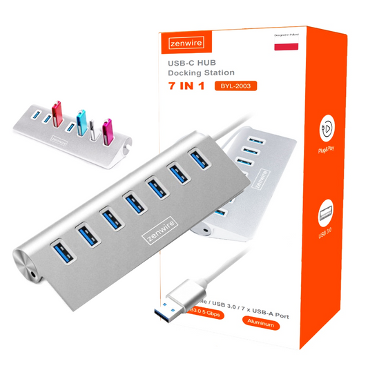 HUB 7w1 Port Splitter Port Splitter PORTÓW 7x USB 3.0 Zenwire BYL-2003