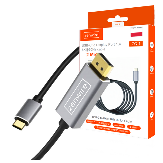 Cable USB-C DisplayPort 8K 5K 4K Display Port MACBOOK Thunderbolt 3.0 /4.0 240Hz Zenwire ZC-1