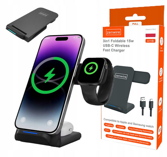 Zložljiv Charger 3 v 1 for Apple Watch TWS A11B