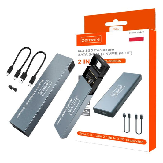 Enclosure Enclosure Adapter na Drive SSD NVME/SATA PCIe M.2 USB-C M2 Gen2 10GB/s Zenwire BS-2809SN