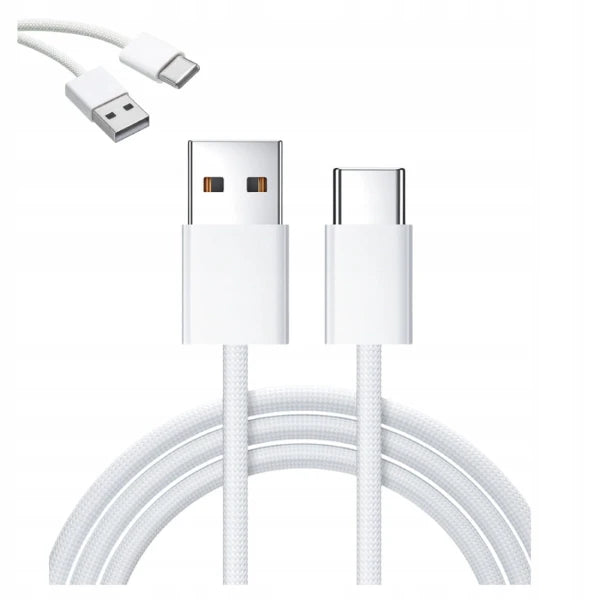Cable USB-A with USB-C 2 m pleteni Cable bele barve ZC-17