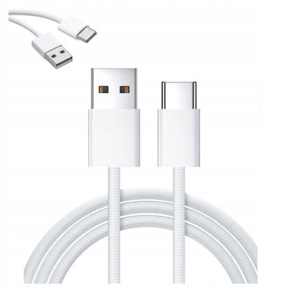 Cable USB-A with USB-C 2 m pleteni Cable bele barve ZC-17