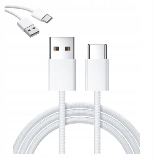 Cable USB-A with USB-C 2 m pleteni Cable bele barve ZC-17