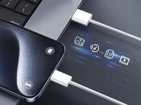 Cable USB-A with USB-C 2 m pleteni Cable bele barve ZC-17