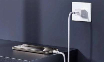 Cable USB-A with USB-C 2 m pleteni Cable bele barve ZC-17