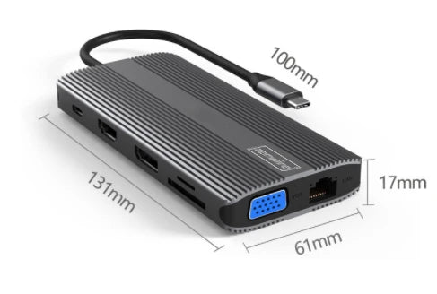 Adapter HUB 12w1 USB-C HDMI/VGA/DP/USB/Jack/SD/LAN for MacBook Pro Air M1