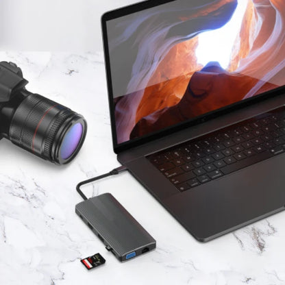 Adapter HUB 12w1 USB-C HDMI/VGA/DP/USB/Jack/SD/LAN for MacBook Pro Air M1