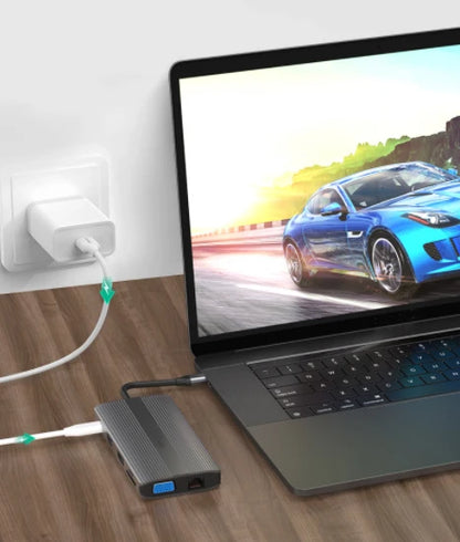 Adapter HUB 12w1 USB-C HDMI/VGA/DP/USB/Jack/SD/LAN for MacBook Pro Air M1
