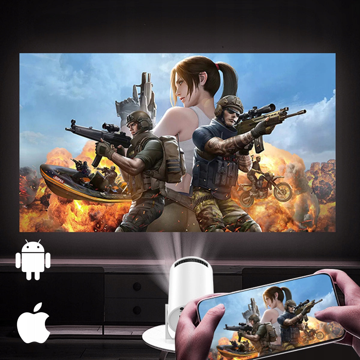 Portable Mini Projector Android TV Wifi 6 Projector 360 Full HD 4K Bluetooth Zenwire HY300 Pro 360