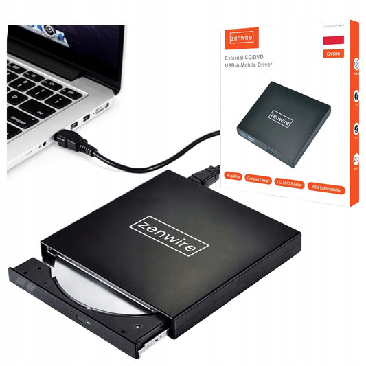 Portable External Drive CD-R/DVD-RW/ROM Writer Disc Player CD Zenwire SY886