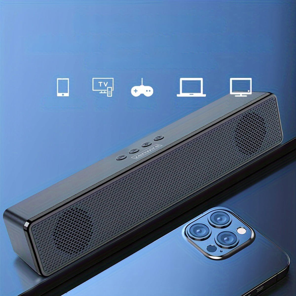 Mini Soundbar Speaker Portable Bluetooth Bezprzewodowy FM Radio SD USB AUX Zenwire BT-S058