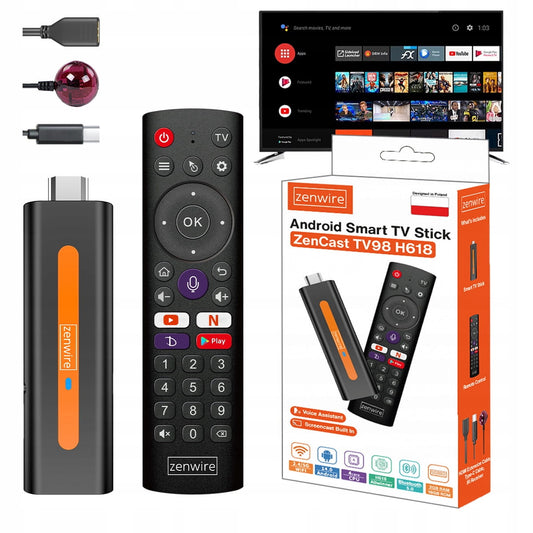 Media Player Przystawka Android 14 Smart TV Stick Box WiFi 2/16 ZENWIRE Zencast TV98 H618